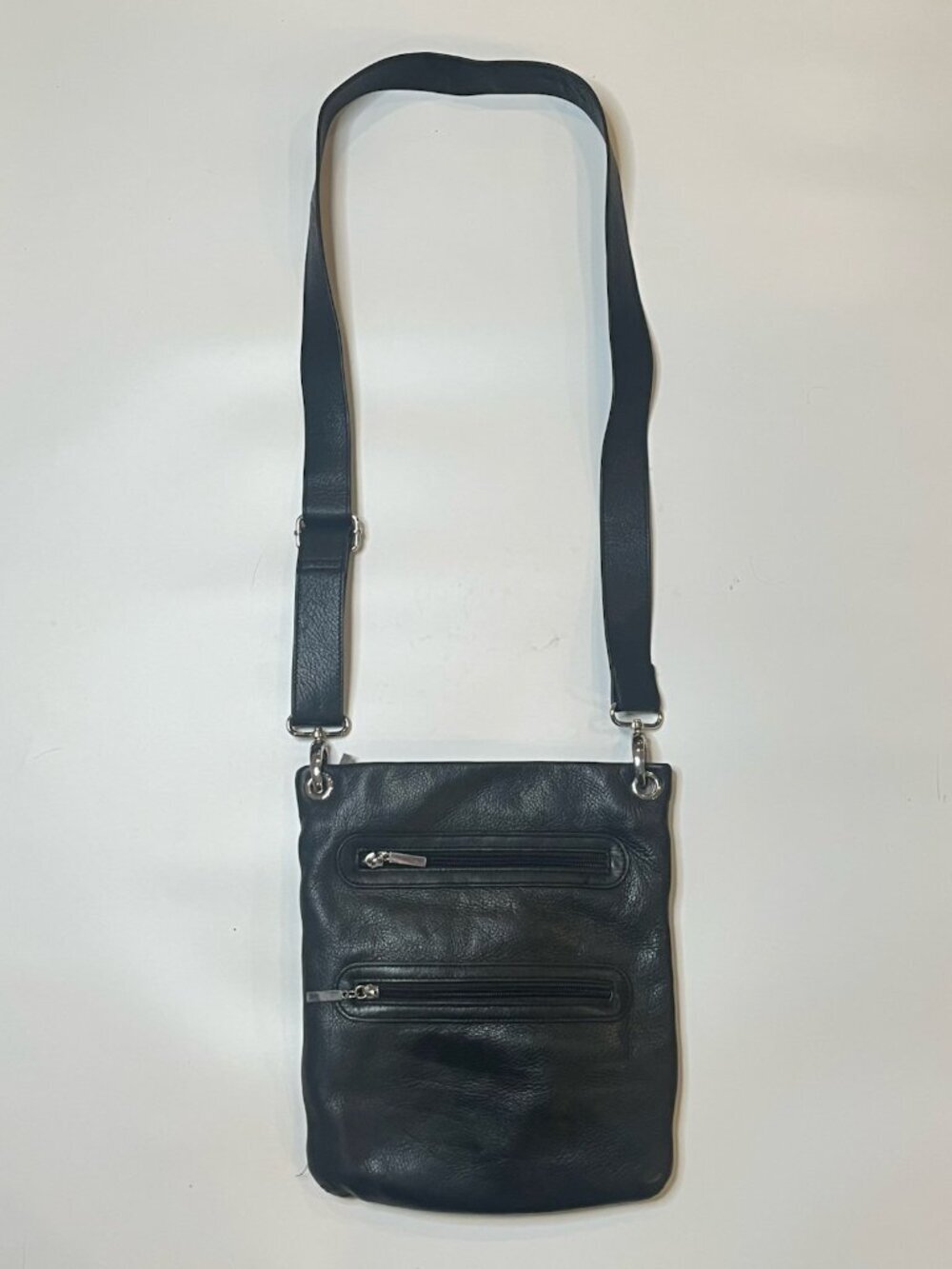Margot Black Leather Crossbody Bag Soft Leather Zip Pocket Purse Quiet Luxury